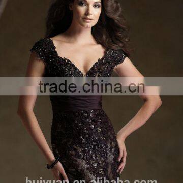 High Quality Cap Sleeve Lace Mother Peacock Evening Dress photo-2