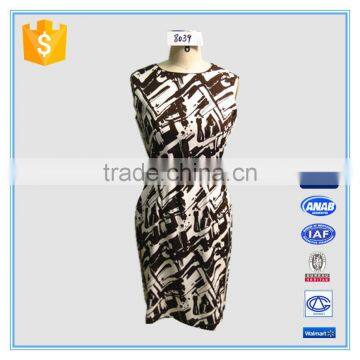 2016 Fashion Ladies Printed Dress Cotton Spandex Dress