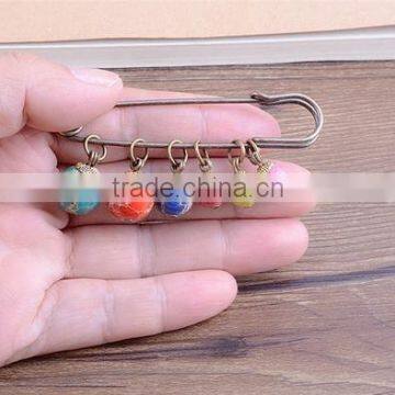 Diy Yellow Agate Charms Safety Pins Handmade Colorful Enamel Metal Charms Brooch for Women Dress photo-4