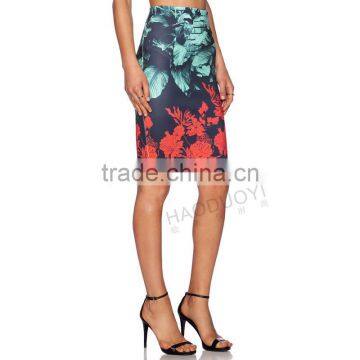 MGOO High Fashion Branded Knee Length Skirts For Women Office Suit Skirts Floral Color Changing Skirts 15145A244 photo-5