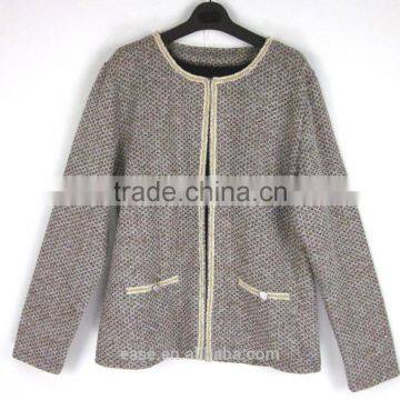 middle age woman computer knit jacquard cardigan sweater