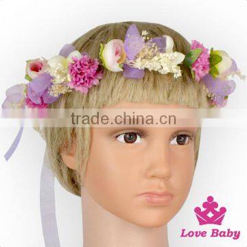 FGA045 Yiwu Lovebaby Kinds Of Color Plastic Small Flowers Splicing Wreath And Lace Ribbon Headbands For Baby Girls Wear photo-4