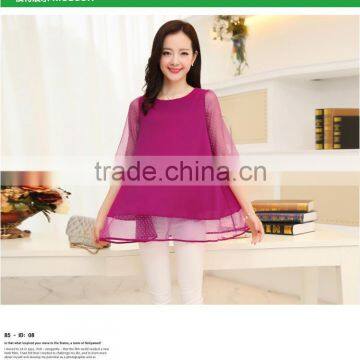 Wholesale Chiffon Shirt Blouse for Women Korea Style Plus Size Loose Casual Shirt for Fat Girls O Neck Chiffon Blouse Shirt photo-3