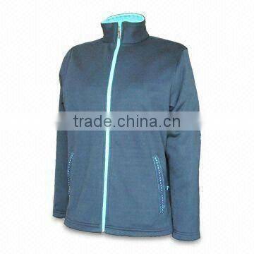 Latest style women's jacket of jersey bonded with high-tech polar fleece