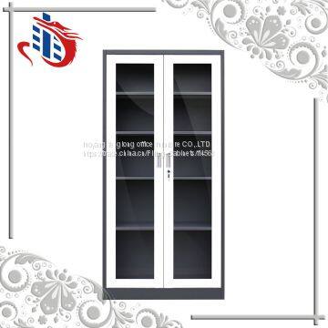 steel office furniture 2 glass swing doors filing storage cabinet with lock