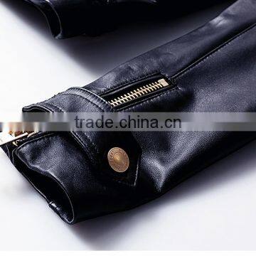 2017 Latest Designs Lady Casual Fashion Women Leather Motorcycle Jacket for Wholesale photo-4