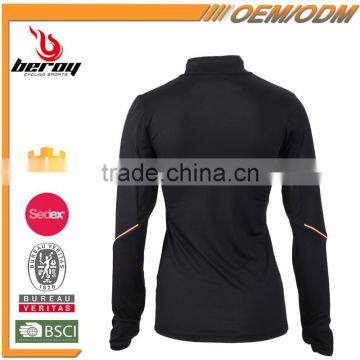 Long Sleeve Elastic Women Dry Fit Sport Shirt With Half Zipper photo-3