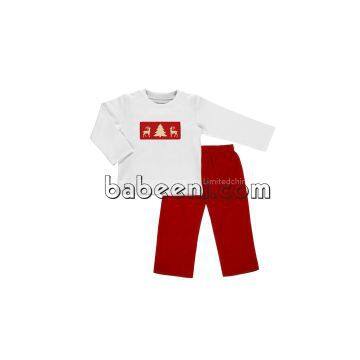 Cute reindeer and pine tree smocked pant set