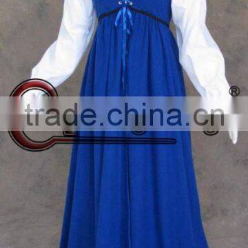 Renaissance Ren Faire Medieval Gown Dress And Chemise LOTR SCA Costume Blue And White Dress