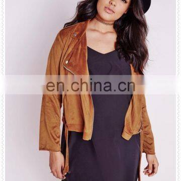 Oem Plus Size Female Faux Suede Biker Jacket Nice Design Low Price Made in China photo-6