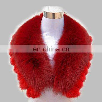 Red color jumbo fox fur collar top grade real fox fur collar for lady coat