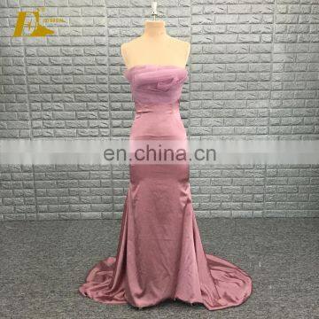 Real Sample Strapless Mermaid Silk Satin Long Evening Dresses 2017