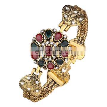 Ethnic Style Heart Shape Bracelet Vintage Alloy Bracelet Agate Red Resin Turkey Gold Plated Bracelet