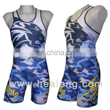 Healong Sport 3D Sublimation Transfer Men'S Wholesale Wrestling Singlet Dropship