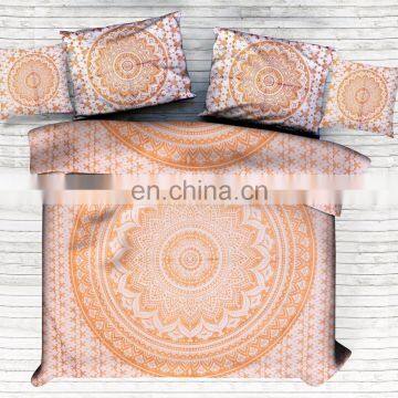 Indian New Gold Ombre Mandala Duvet Cover With Pillow Cover Cushion Cover Queen Size Doon Cover