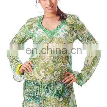 Chiffon Hand Sequenced Long sleeve kaftan