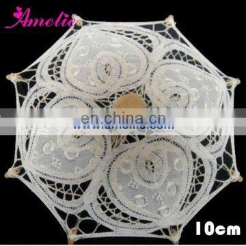 A0155-10cm White Color Wholesale Battenburg Lace Parasol Umbrella