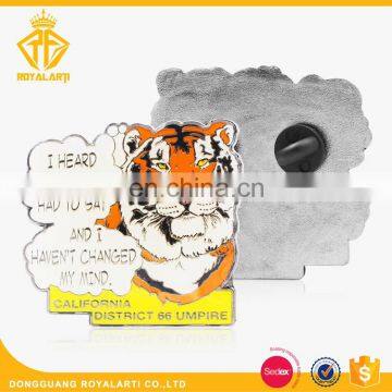 Custom Make Font Die Stamping Tiger Animal Pin Badge