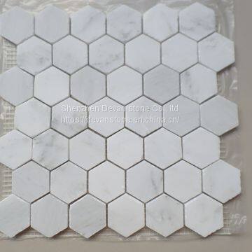 Oriental White Hexagon Marble Mosaic Floor Tiles Backsplash Mosaic photo-2