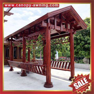 Outdoor Park Garden Wood Style Aluminum Alu Metal Gazebo Pavilion Pagoda Gloriette Canopy Awning photo-5