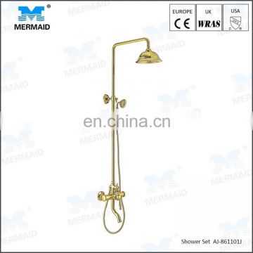 Royal style gold luxury high quality rainfall shower facet set tub mixer faucet