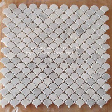 Laminated Natural White Marble Mosaic Tiles for Kitchen Bathroom Wall Border 3D Mosaic photo-5