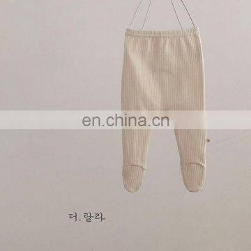 Newborn Baby Girl Footed Leggings Cute Angel Wings Gray White Striped Infant Tights Footed Pants Baby Boutique Clothes photo-2