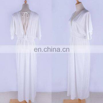 White Cotton Beach Dress 2019 Robe de Plage Lace Beach Wear Pareo Beach Bikini Cover up Sarong Kaftan Tunic Swim Covers photo-4