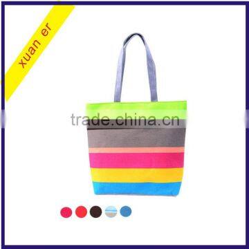 Fashion summer canvas women beach bag in alibaba china