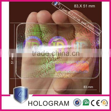 hot sale custom pvc card transparent 3d hologram stickers overlay