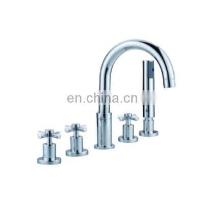 Shower Set for Bathroom 5 Holes Bathtub Whirlpool Waterfall Faucet Gooseneck Tap