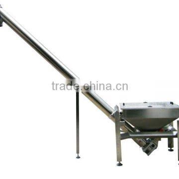 Stainless steel inclined sprial screw conveyor with rectangle hopper