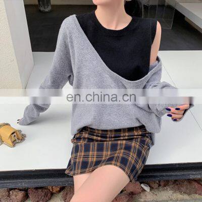 Женская модная толстовка-юбка с широким открытым вырезом на груди для полных женщин из cashmere, двойной комплект photo-2