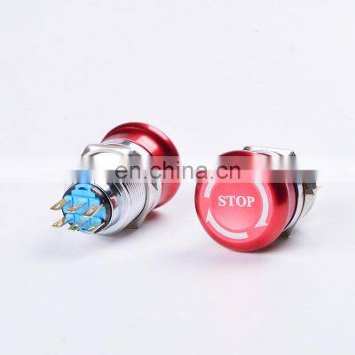 22mm Emergency Stop Button Switch 1NO 1NC Waterproof Stainless Steel Mushroom Metal Aluminum Latching Button Switch