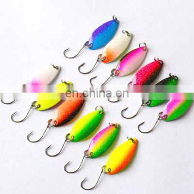 Factory  Price 3.3cm/3g  colorful UV fishing spoon metal bait trout lures Single Hook bait