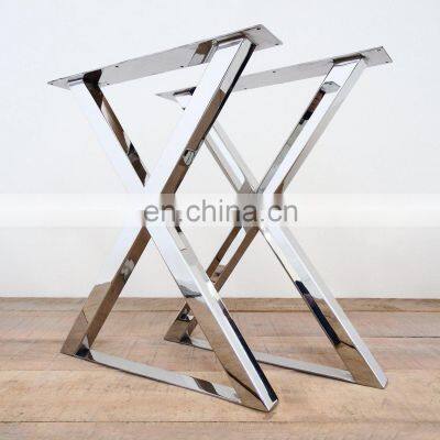 Custom X Frame Modern Stainless Steel Table Legs Bench Feet Ottoman Metal Dining Table Legs For Sale