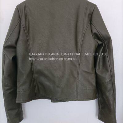 Women's Faux Leather Jacket Motocycle Biker PU Jacket photo-5