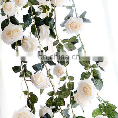 2022 Wholesale Wedding Decorations Artifical Flower Hanging Plastic Flowers Vine Real Touch Artificial Rose Flower For Decor photo-2