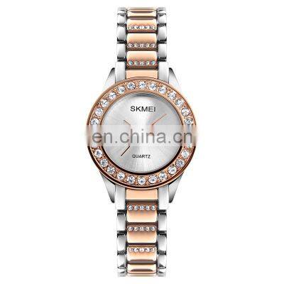 Skmei 1262 luxury rose gold women stainless steel wristwatch good quality ladies watches for small wrists