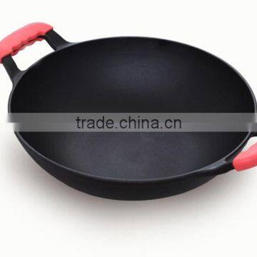 two handle wooden lid cast iron Chinese wok support