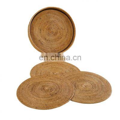 Set Rattan Placemats with Holder Dark Brown Rattan wall decor basket wholesale Handwoven in Vietnam