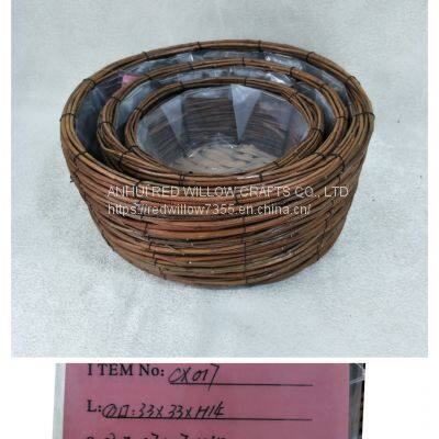 Custom Size Different Sized Wicker Willow Baskets with Clear Foil Inside