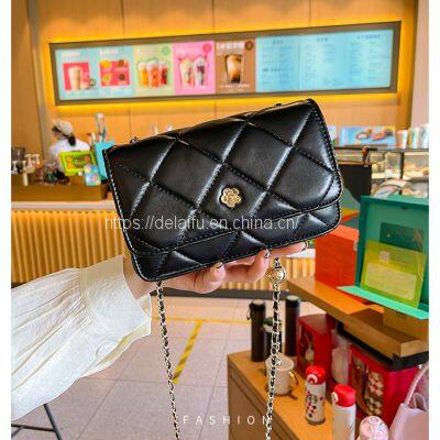 Fashion Lingge Design Golden Ball Chain Handbag Ladies Crossbody Small Square Bag photo-2