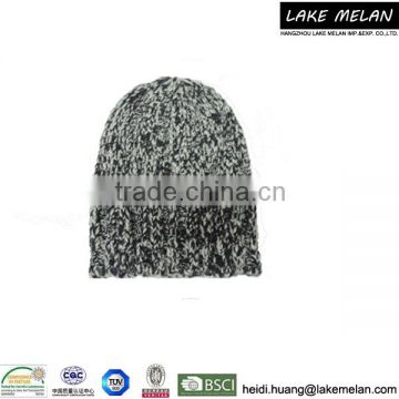 100% Acrylic Men's Knitted Beanie Hat In Black/White