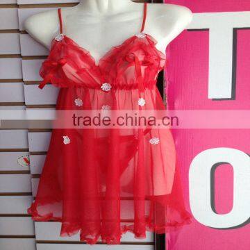 1.23USD Sexy Yough Ladies Transparent Appeal Sleepwear/Pyjamas Set With G-string (qqsy017)