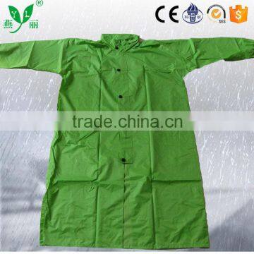 YANLI 100%waterproof,long polyester pvc rain poncho with sleeves/rain poncho for adults