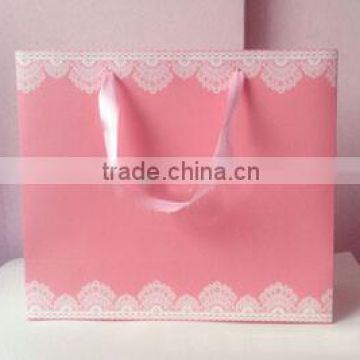 luxury branded pink paper bag with Silk belt 2014