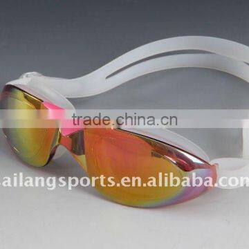 fashionalble mirror coated swimming goggles,high quality,mirror coated swimming glasses