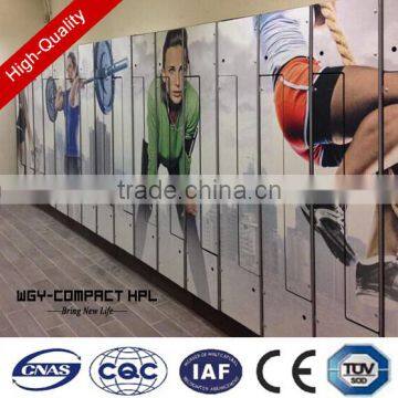 Cheap price wooden color one door waterproof hpl hotel locker