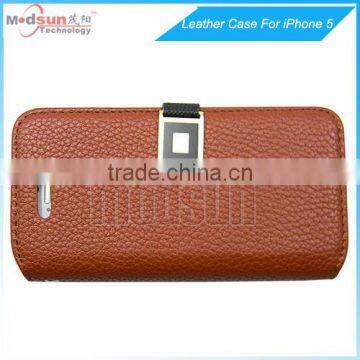 High quality hot selling PU Leather Case For IPhone 5 Case with PC Cover and card slot